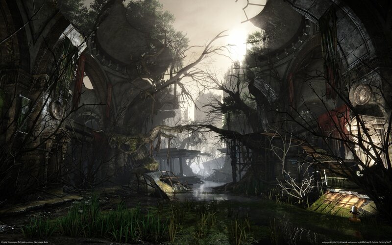Ruined Cathedral Overgrown — Green, Dramatic