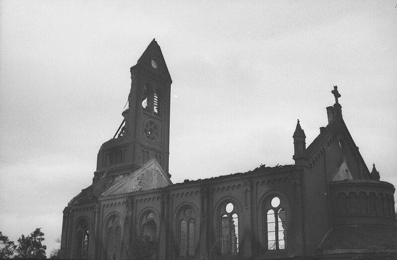 Ruined church after conflict