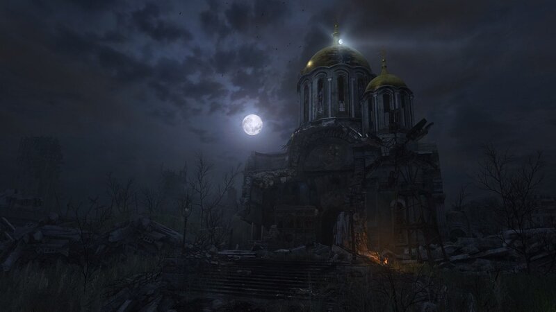 Ruined Church at Night — Dark Gray