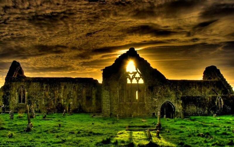 Ruined Church at Sunset