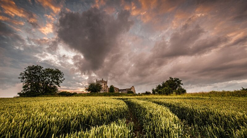 Ruined Church in Field