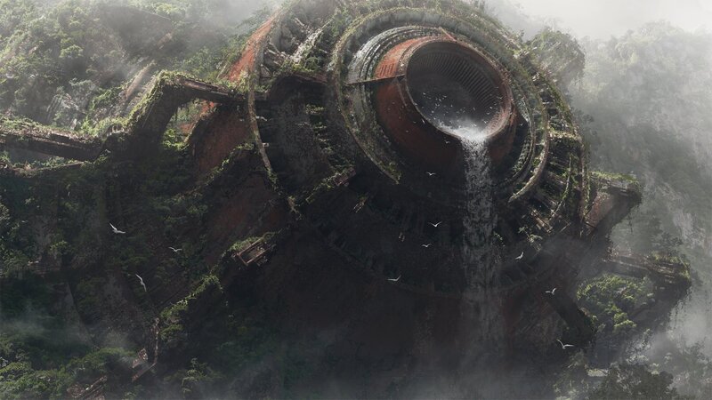 Ruined Circular Structure — Green, Mysterious