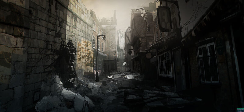 ruined city alleyway