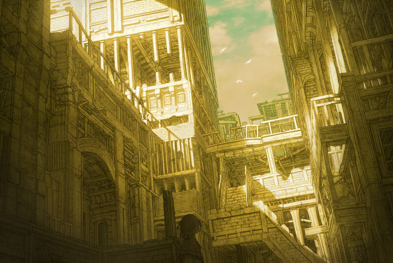 ruined city alleyway