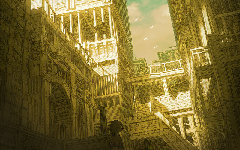 ruined city alleyway