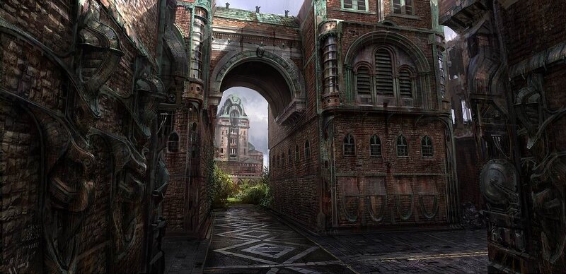 ruined city alleyway