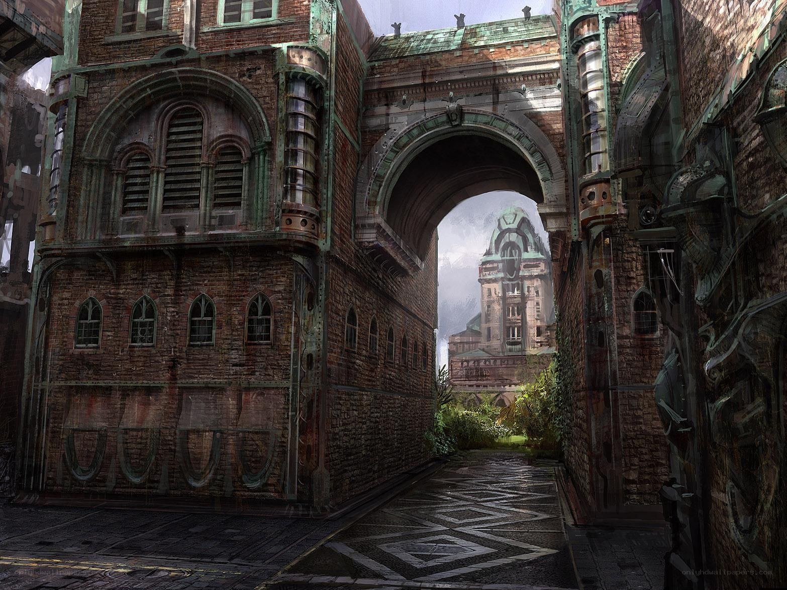 ruined city archway