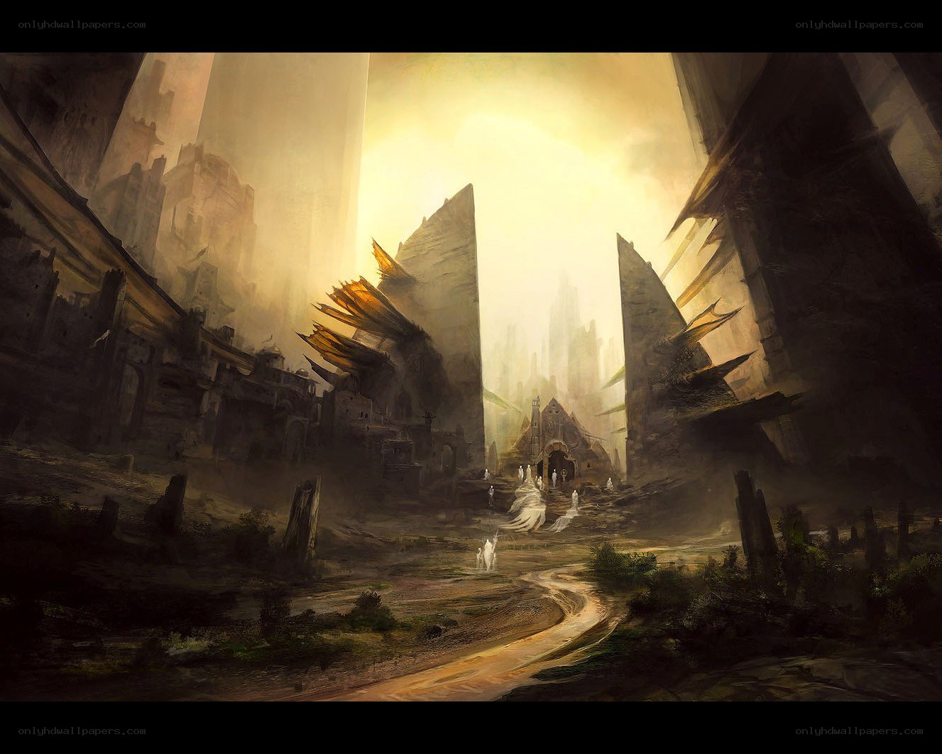 Ruined city at dawn