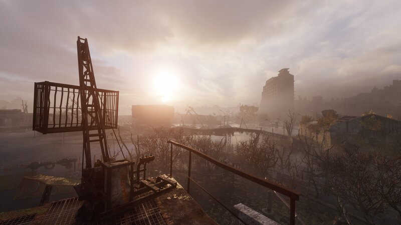 Ruined City at Sunrise — Gray