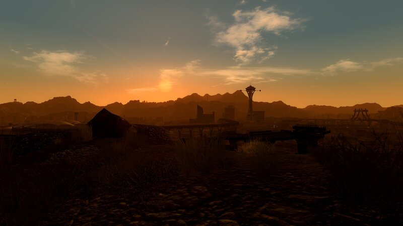 Ruined City at Sunset — Orange, Desolate