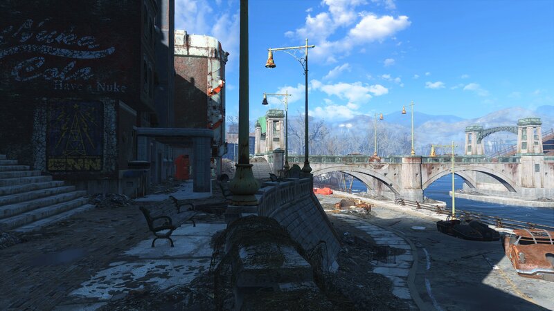 Ruined City by River — Blue