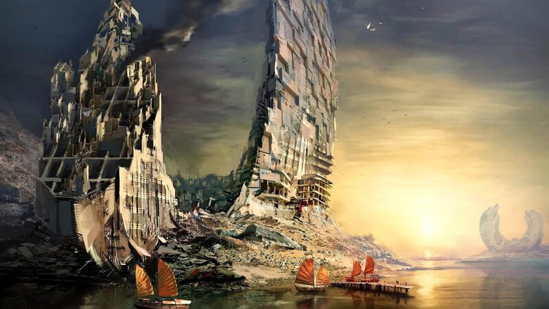 ruined city by the sea