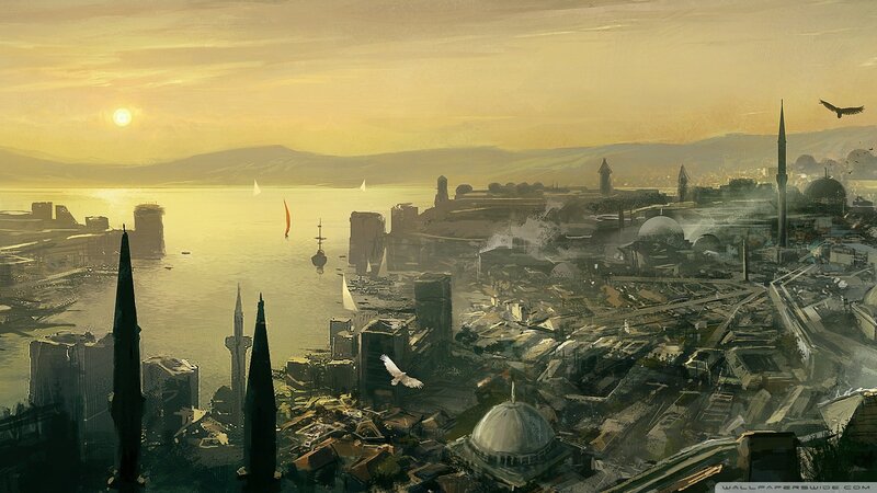 Ruined City by Water — Yellow