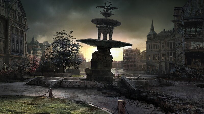 Ruined city fountain