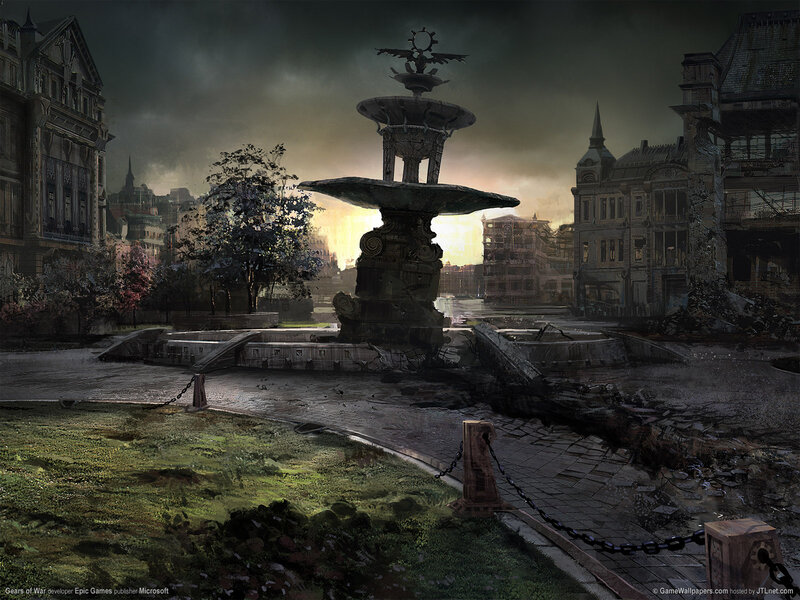 Ruined city fountain