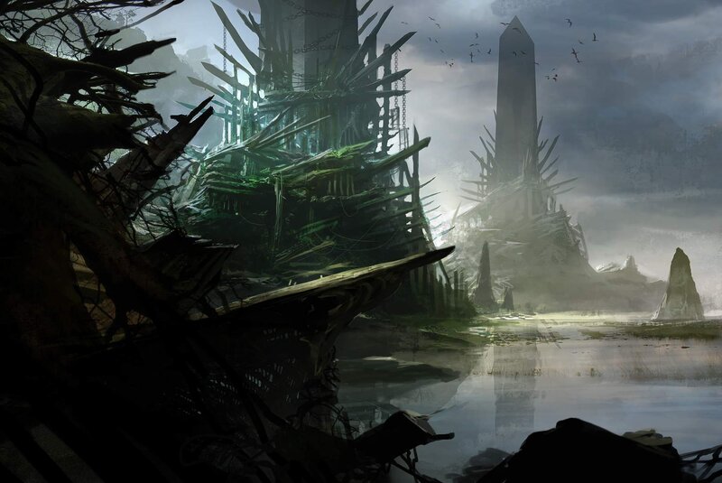 Ruined city in a swamp