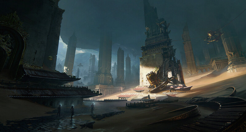 Ruined City in Desert — Brown