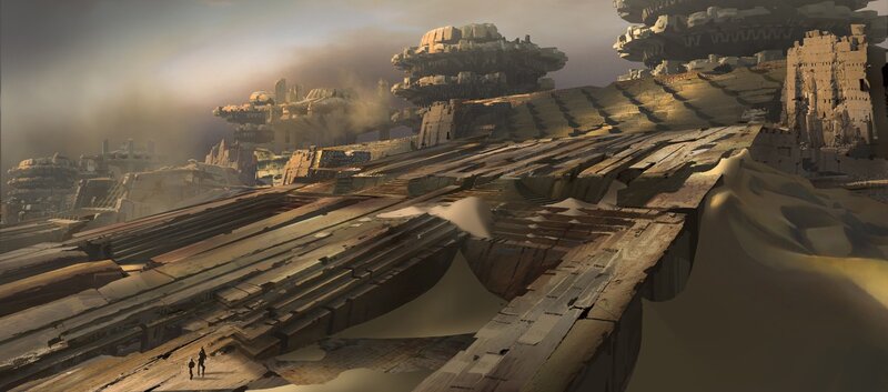 ruined city in desert wasteland