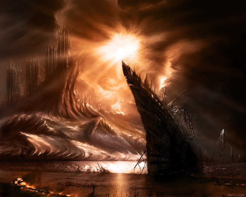 Ruined City in Storm