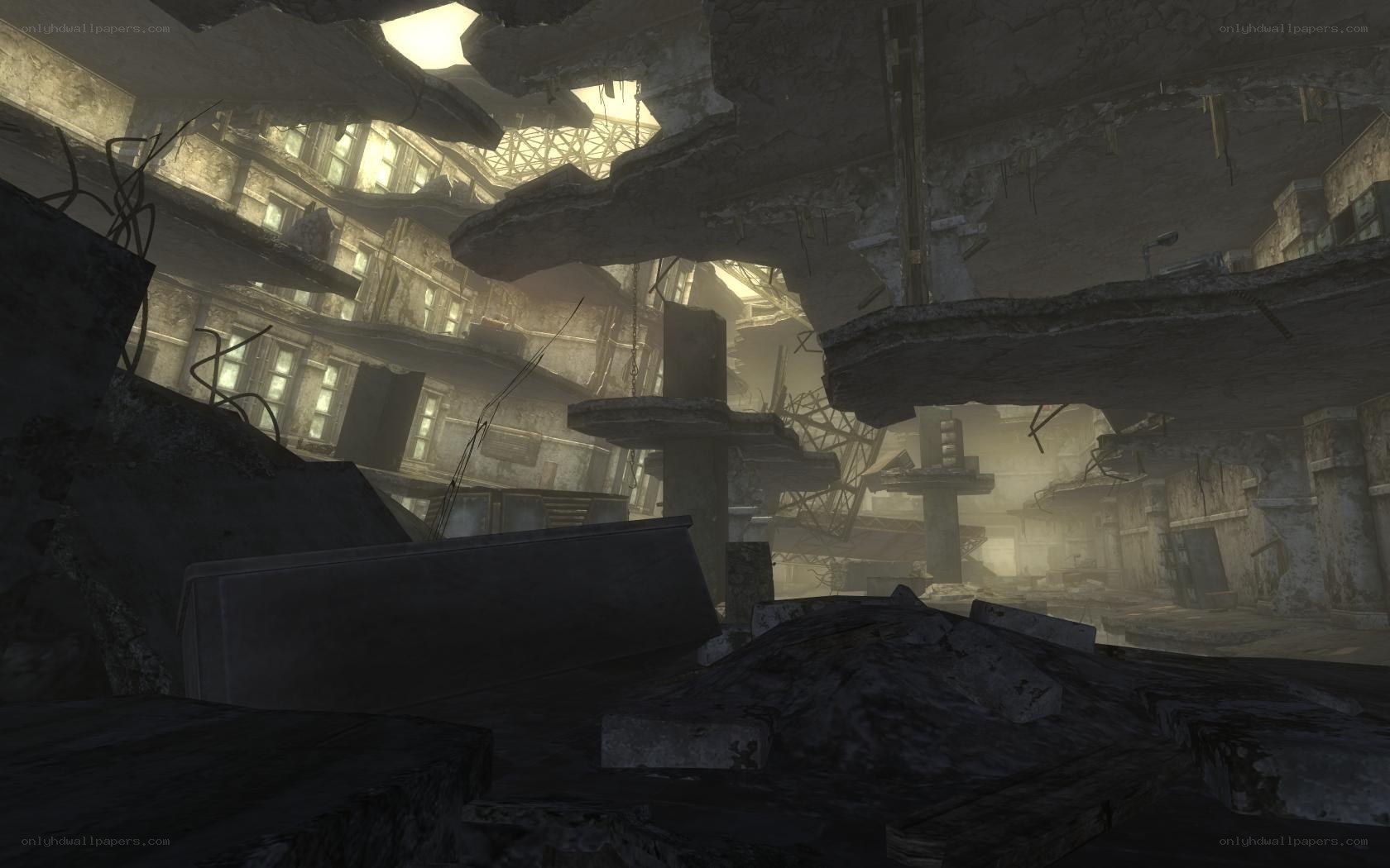 ruined city interior