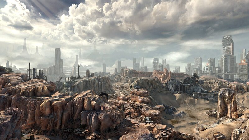 Ruined City Landscape — Brown, Dramatic