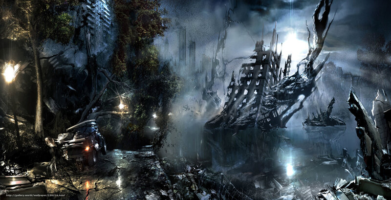 Ruined City Landscape — Gray