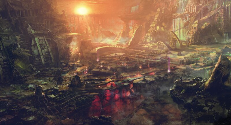 Ruined City Landscape — Orange, Dramatic