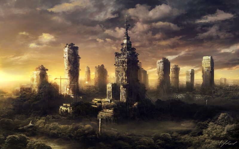Ruined City Skyline — Brown, Dramatic