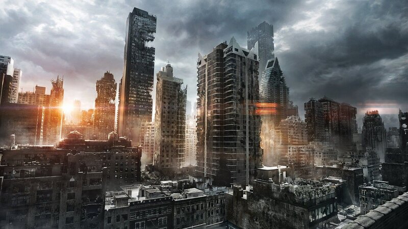 Ruined City Skyline — Gray, Dramatic