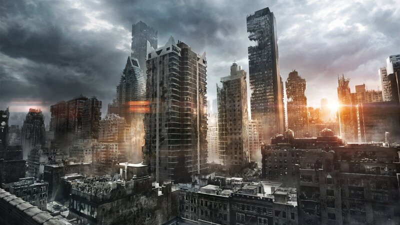 Ruined City Skyline — Gray