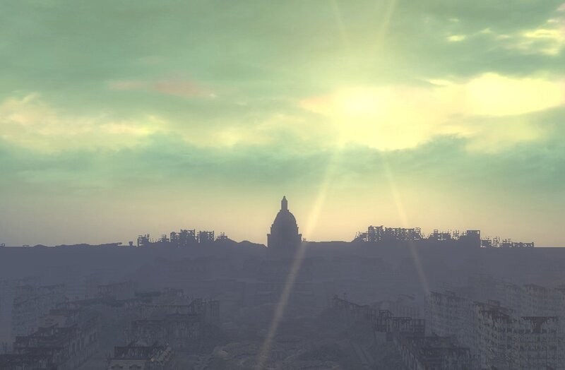 Ruined City Skyline — Green