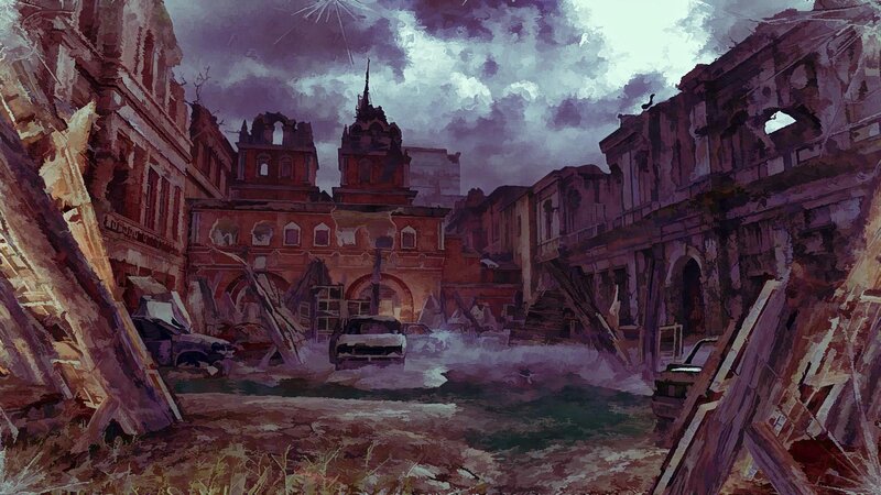 ruined city street
