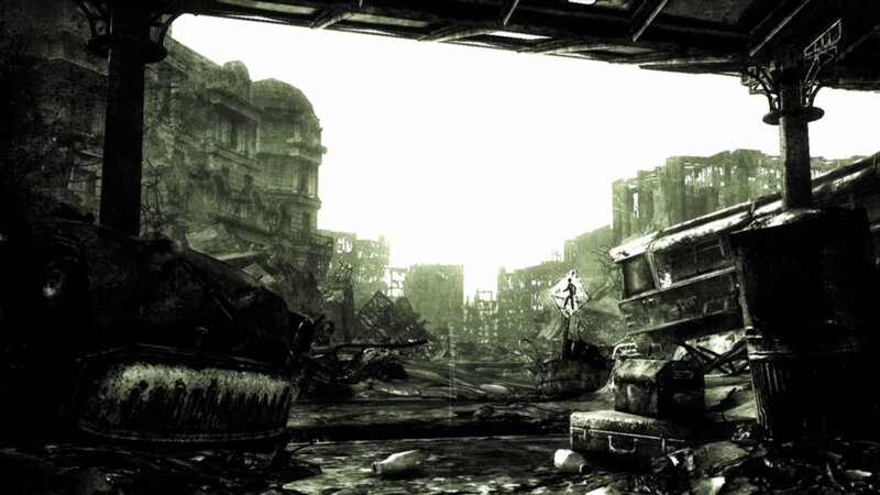 Ruined City Street — Black, Apocalyptic