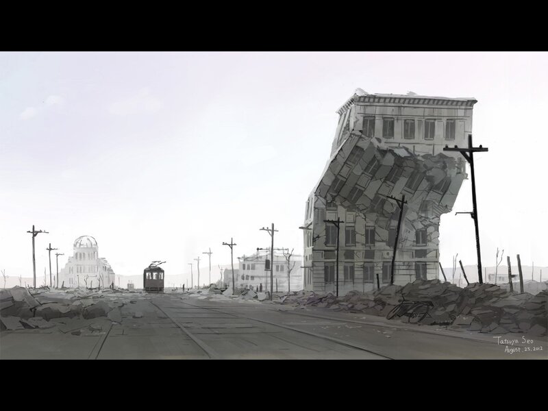 Ruined City Street — Gray, Desolate, Digital Art