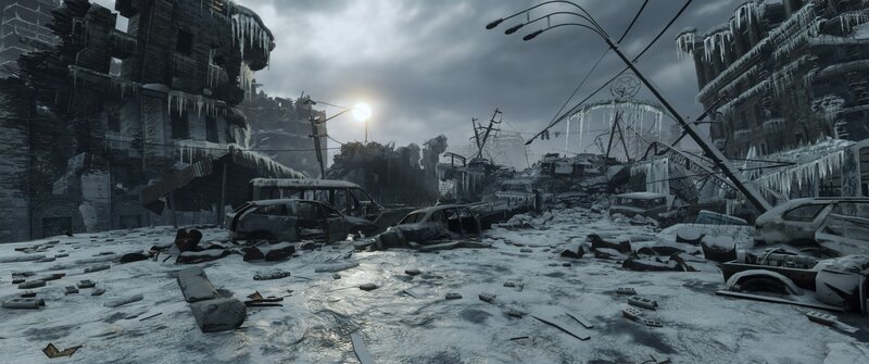 Ruined City Street — Gray, Desolate, Winter