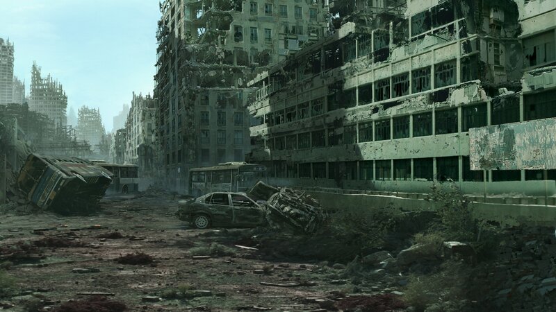 Ruined City Street — Gray, Dramatic, Afternoon