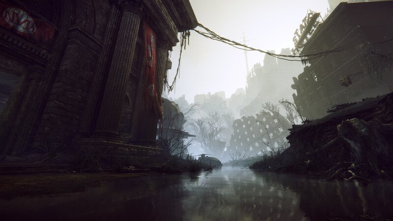 Ruined City Street — Gray, Dreary, Desolate