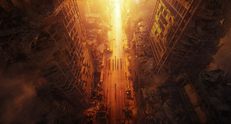 Ruined City Street — Orange, Dramatic