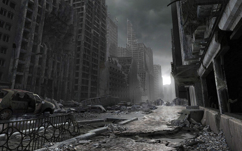 ruined city street