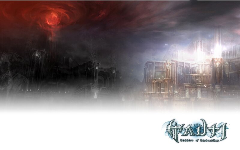Ruined City under Red Sky