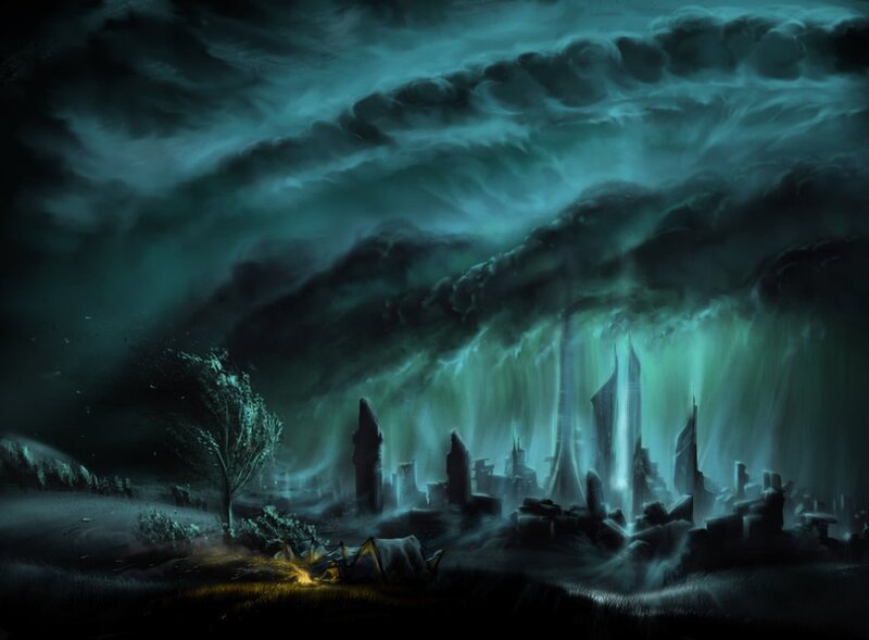 Ruined City under Storm