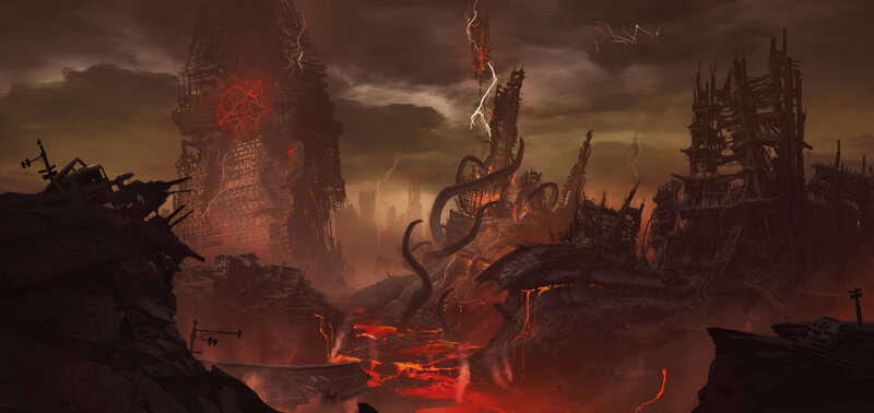 Ruined City with Lava