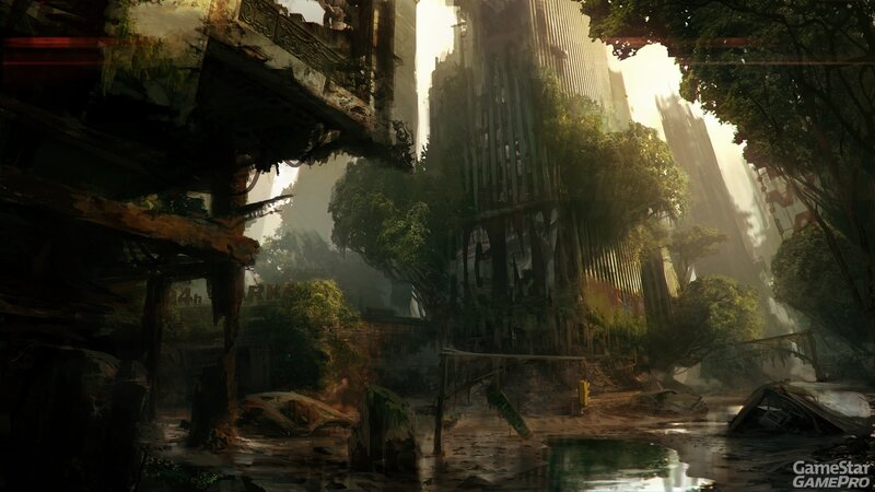 Ruined City with Overgrown Trees — Green