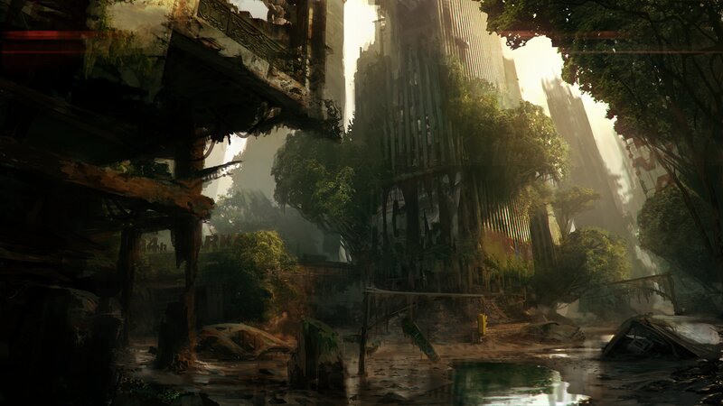 Ruined City with Overgrown Trees
