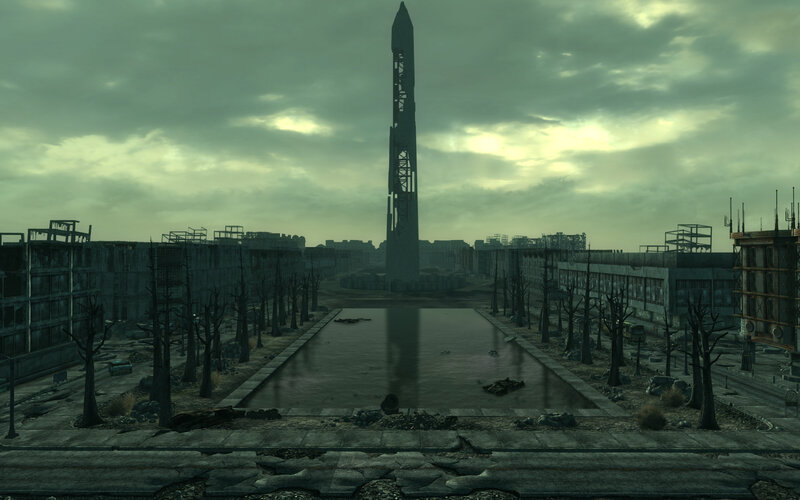 Ruined City with Tower — Gray, Desolate, Somber