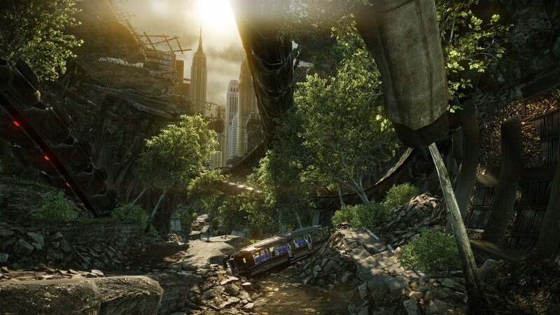 Ruined City with Train
