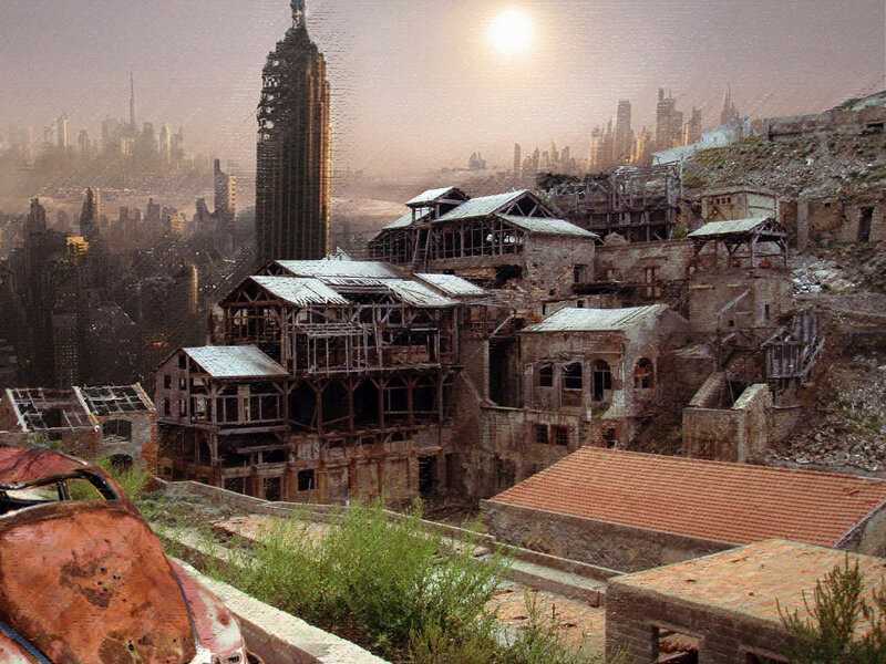Ruined Cityscape — Brown, Apocalyptic