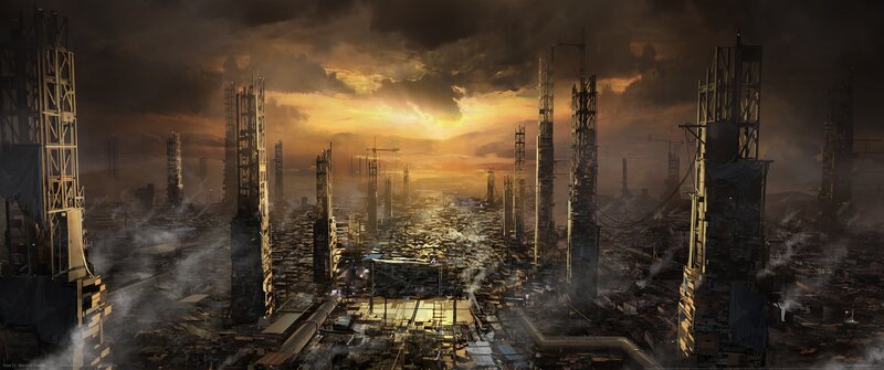 Ruined Cityscape — Brown, Dramatic, Sunrise