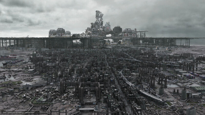 Ruined Cityscape — Gray, Dramatic, Digital Art, Destruction