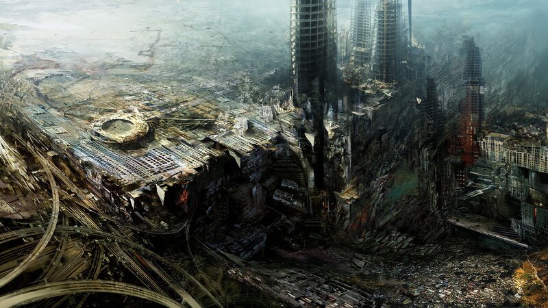 Ruined Cityscape — Gray, Dystopian